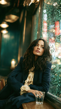 Lonely Woman by Rainy Window