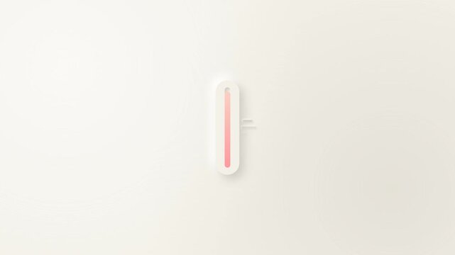 Thermometer Reading: A simple thermometer displays a moderate temperature with a red line indicating the reading against a clean background, perfect for health or weather-related themes.