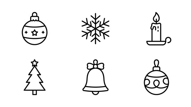 Minimalistic christmas holiday icons set