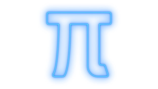 Colorful neon pi mathematical symbol representing science geometry and physics education icon isolated on transparent background for school and university study design.