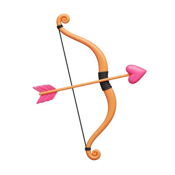 Cupid bow and heart arrow icon for valentine day