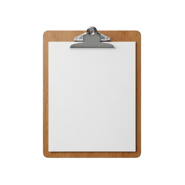 Wooden clipboard with blank white paper sheet