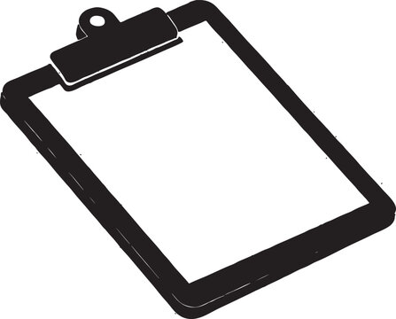 Clipboard with blank paper symbolizing documentation tasks or notes black and white clipboard document checklist information feedback signature agreement business organization
