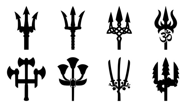 Mythological Trident Spear Vector Symbols Celtic Knot Katana Weapons