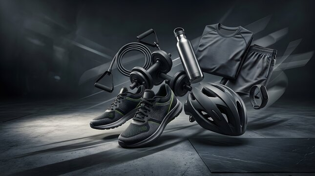 Black friday fitness equipment sale showcasing athletic gear and accessories in black