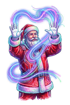 Santa Wearing Cyberpunk Glowing Gloves.svg