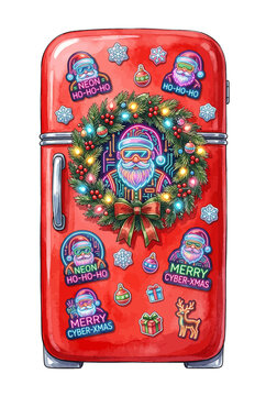 Classic Red 1950s Smeg-Style Refrigerator.svg