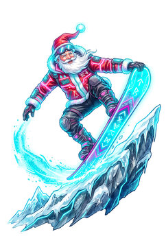 Santa Snowboarding with Neon Board.svg