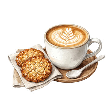Flat White Coffee and Anzac Biscuit Set.svg