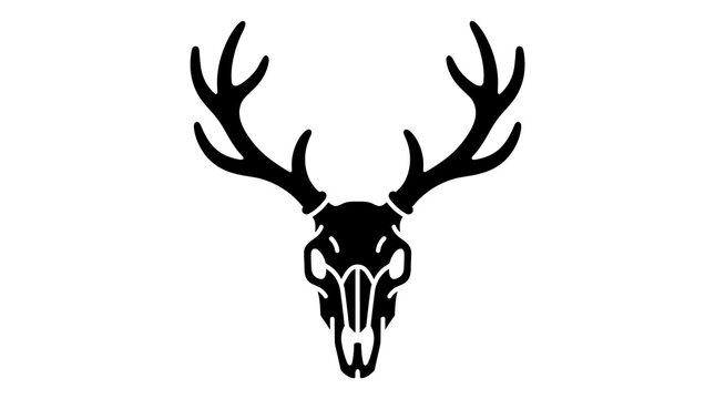 Minimalist deer skull vector silhouette on white background