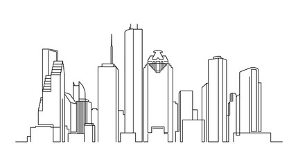 Obraz premium Houston skyline vector line art illustration of city buildings