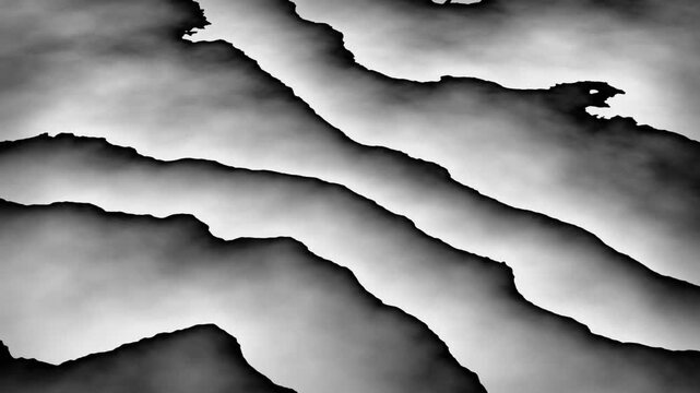 Abstract grayscale motion background with flowing rippled fabric like layers monochromatic black white grey wave