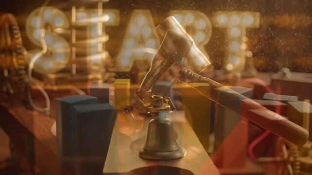 Kinetic Metal Ball Triggering Rube Goldberg Machine Chain Reaction