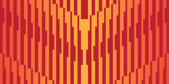 Dynamic red and orange geometric pattern featuring mirrored stepped lines that create a bold symmetrical composition, ideal for posters, packaging, branding, textiles, banners, and modern decorative 