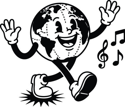 Hand Drawn Earth Cartoon Character Vector Illustration with People, Business, Animals, Planet Icon and Fun Coloring Design