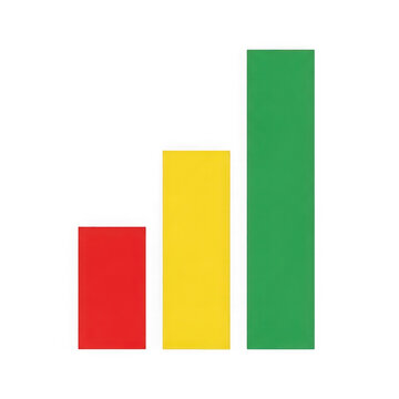 A bar graph with red, yellow, and green bars