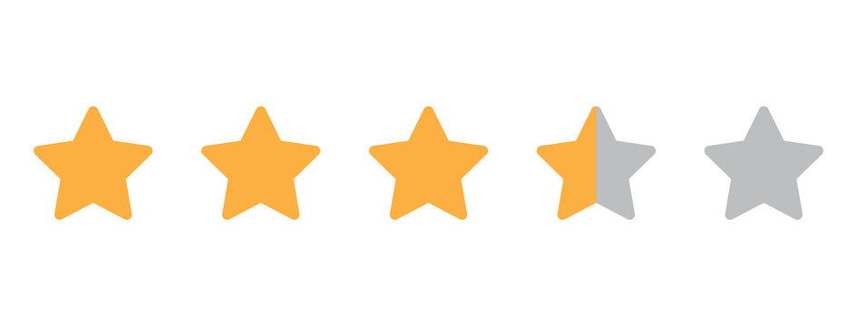 3.5 Star Rating Icon, Customer Review Score and Product Satisfaction Rating Symbol for Feedback and Evaluation.eps