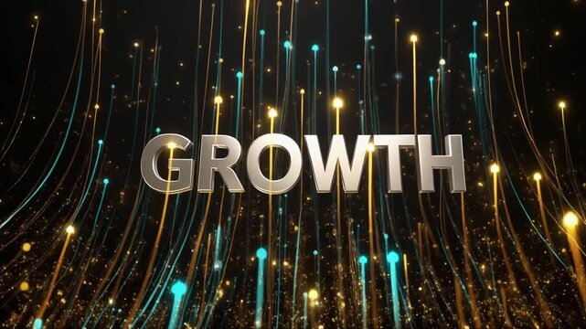 成長を表現した光のラインとともに上昇する未来的なビジネスコンセプト
