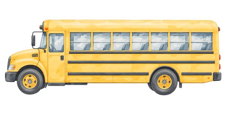 Watercolor School Bus Illustration