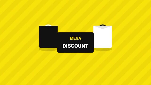 Black Friday Sale Banner with Yellow Striped Background for Discount Promotion