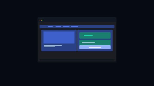Premium 3D animation showing a digital website frame constructing itself from wireframe architecture to a fully activated, polished digital interface.