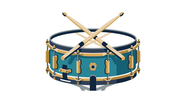 Professional Snare Drum Illustration with Crossed Drumsticks