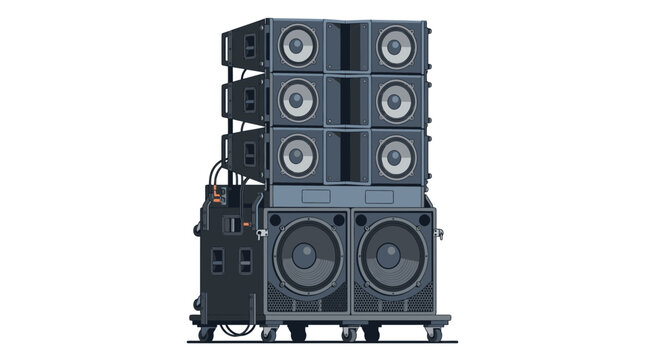 Professional Concert Audio Line Array Speaker System Illustration
