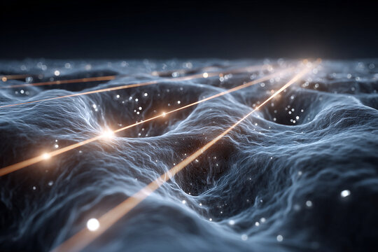 3D illustration of laser beams targeting uneven skin texture for cosmetic dermatology treatment