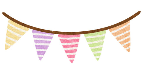 Fototapeta premium hand drawn carnival garland with flags. Decorative colorful party pennants for birthday celebration festival and fair decoration.