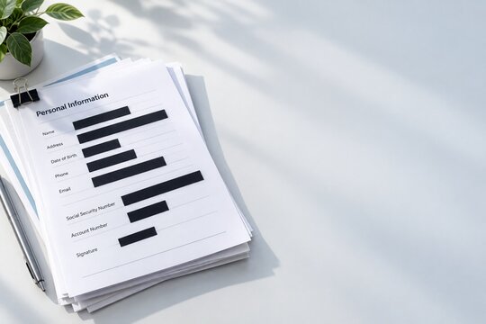 Redacted Personal Information Documents with Copy Space