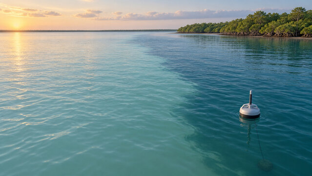 Estuary salinity gradient with a floating water sensor