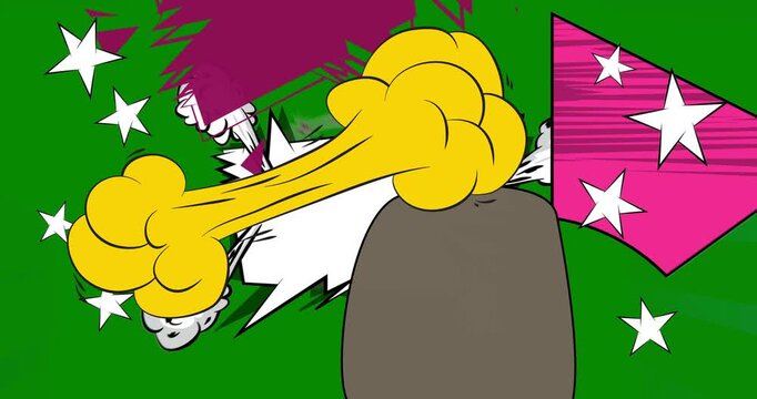 Cartoon background animation, comic book backdrop video. Retro comics pop art design.