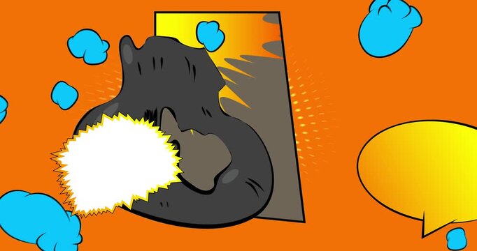 Cartoon background animation, comic book backdrop video. Retro comics pop art design.
