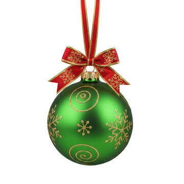 Green Christmas tree ball ornament.