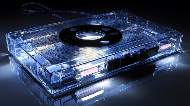 Illuminated transparent audio cassette