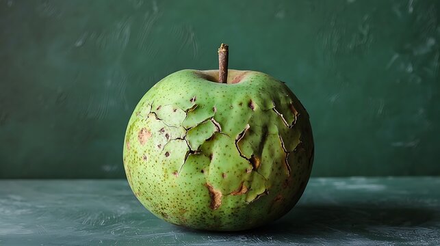 Imperfect green apple studio shot