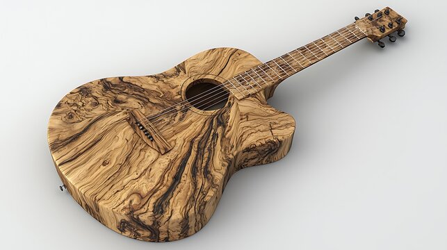 Intricate wood grain acoustic guitar