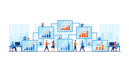 Naklejka premium Business Data Analysis and Team Growth Concept