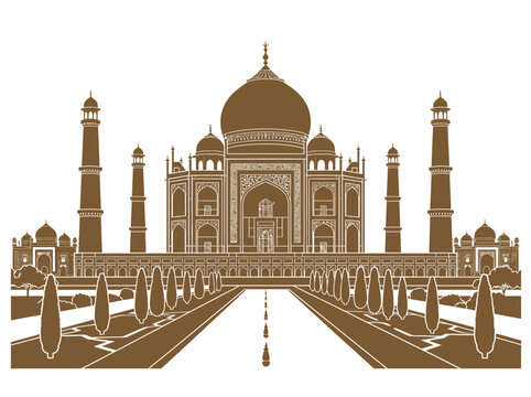Iconic Taj Mahal mausoleum in India, a masterpiece of Mughal architecture and a world heritage site.