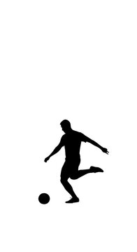 Man playing soccer with ball.