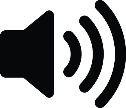 Black volume speaker icon with sound waves