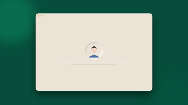 Minimalist Digital Interface with User Profile Icon and Loading Bar on a Dark Green Background