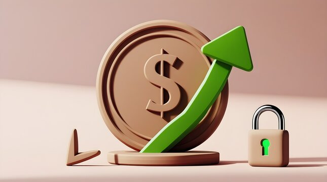 Financial growth and secure investment concept with dollar coin