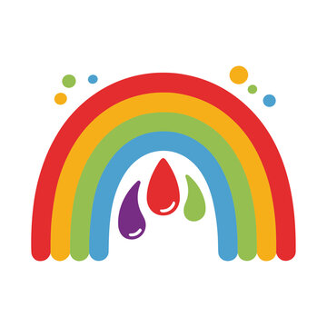 Colorful rainbow with drops and dots