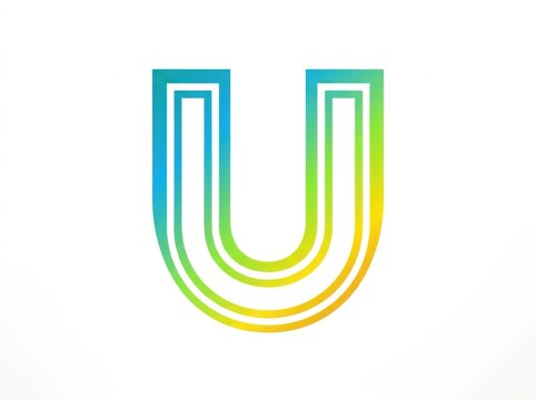 Abstract letter u logo design with a modern gradient color scheme and layered line effect isolated on white background