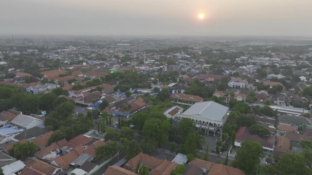 Aerial view of the cityscape of Probolinggo City, Java Island, Indonesia