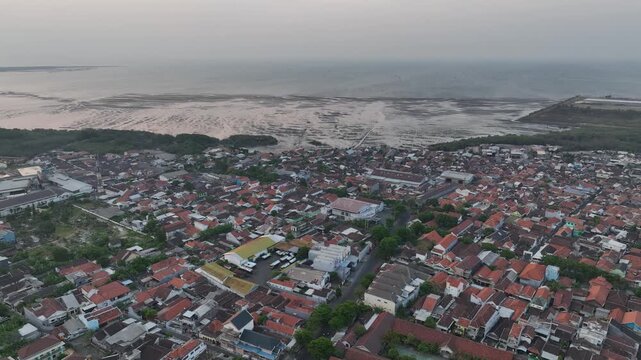 Aerial view of the cityscape of Probolinggo City, Java Island, Indonesia