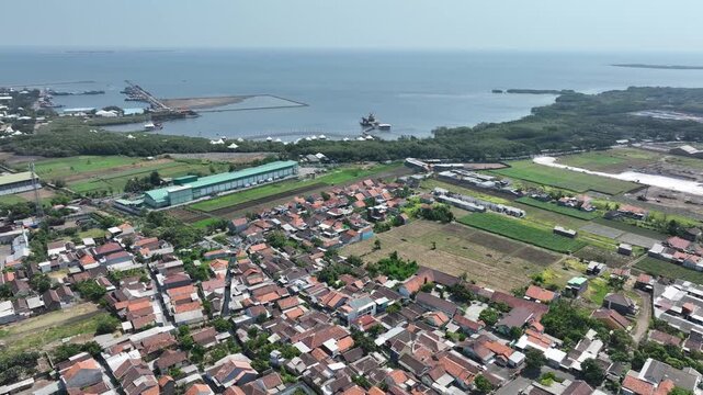 Aerial view of the cityscape of Probolinggo City, Java Island, Indonesia