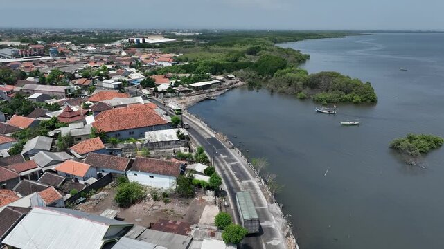 Aerial view of the cityscape of Probolinggo City, Java Island, Indonesia