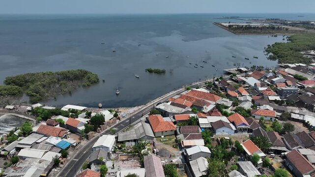 Aerial view of the cityscape of Probolinggo City, Java Island, Indonesia